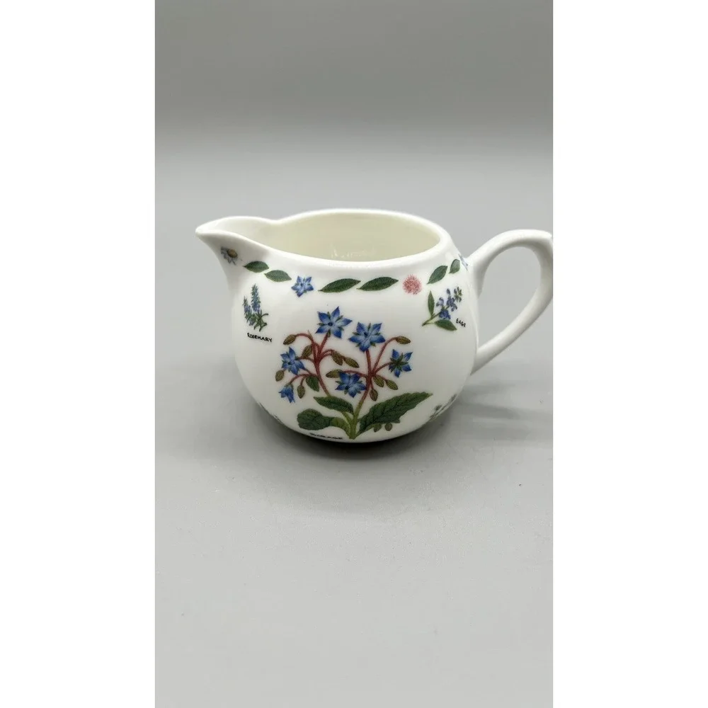 Vintage‎ Kent Pottery 1887 Herb Garden Botanical Floral Cottage Creamer 3